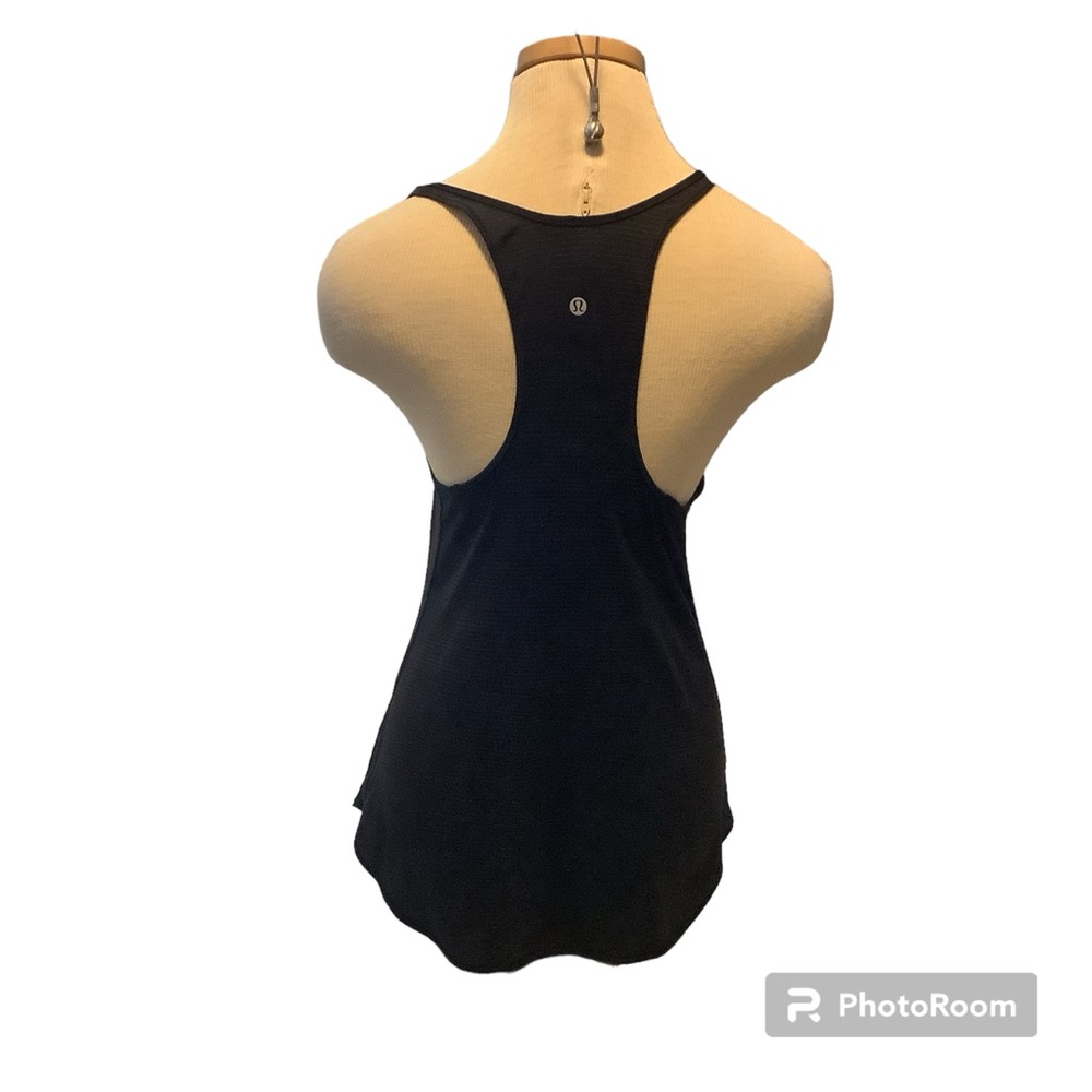 Lululemon Athletica Raceback Black Striped Tank Top Size 6 Chest Size 14.5”